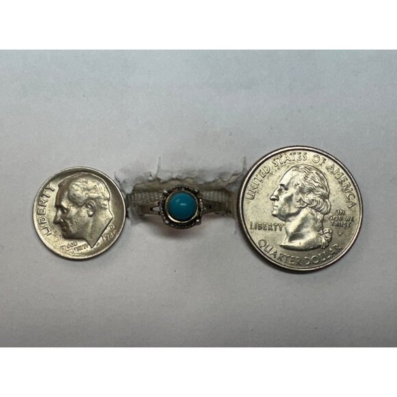 Vintage Estate Sterling Silver 925 Turquoise Ring Size 4 Southwest Style 1.3g - Picture 6 of 8